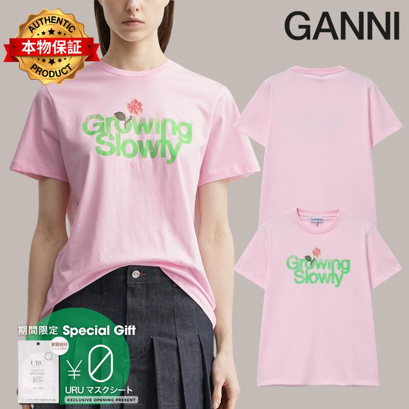 Ganni ガニー 【本物保証】 Tシャツ ストリート系 レディース Basic Cotton Jersey Growing Slowly