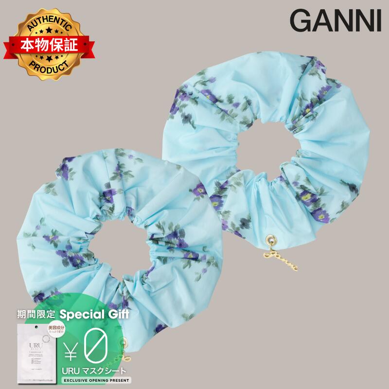 Ganni ガニー 【本物保証】 アクセサリー ストリート系 レディース SCRUNCHIE PRINTED BLUE
