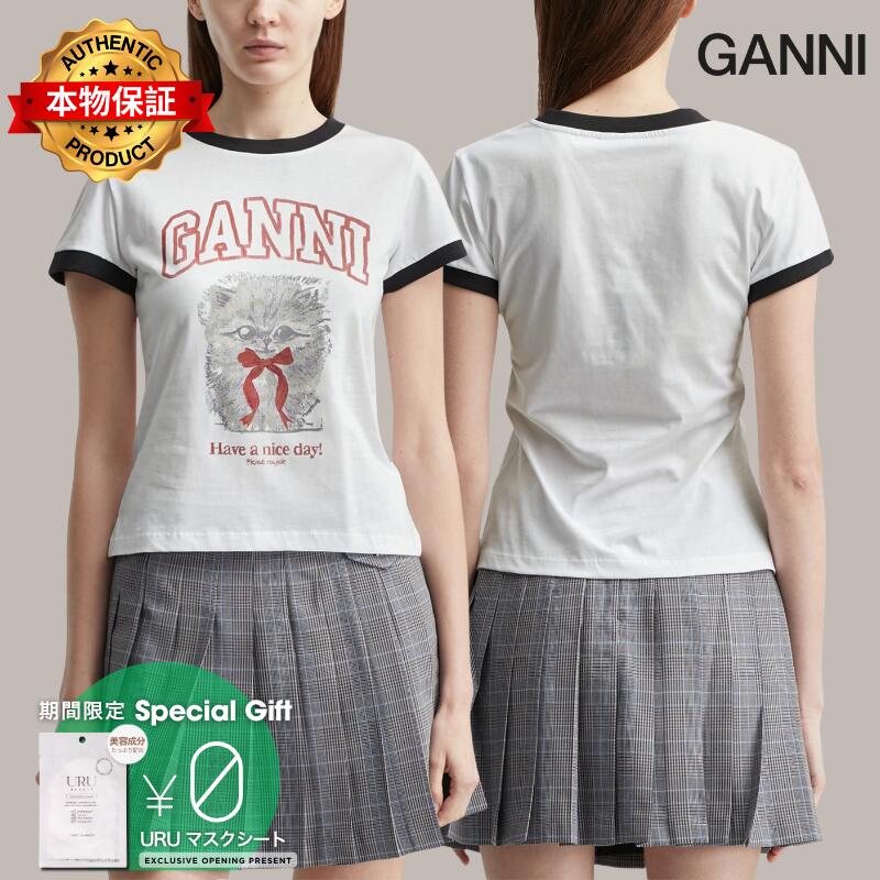 Ganni ガニー 【本物保証】 Tシャツ ストリート系 レディース Cropped Kitty T-Shirt