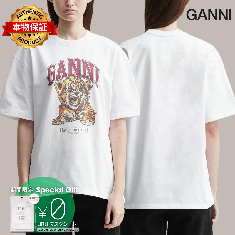 Ganni ガニー 【本物保証】 Tシャツ ストリート系 レディース White Beaded Tiger T-Shirt