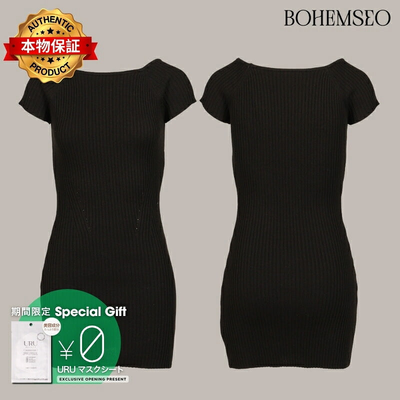 BOHEMSEO ボヘムソ 【本物保証】 ニット ストリート系 レディース HALF REGLAN KNIT DRESS / BLK