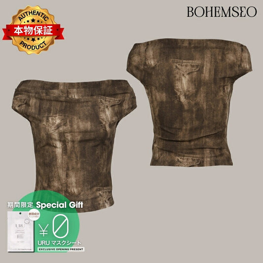 BOHEMSEO ボヘムソ 【本物保証】 シャツ ストリート系 レディース FLOW NECK DRAPE HALF-T / BRW