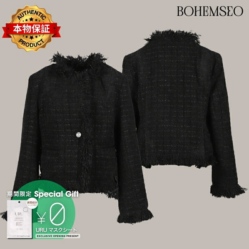 BOHEMSEO ボヘムソ 【本物保証】 ジャケット ストリート系 レディース ROUGH FRAYED TWEED JACKET / BLK