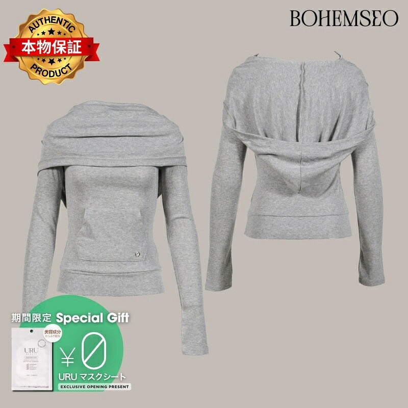 BOHEMSEO ボヘムソ 【本物保証】 シャツ ストリート系 レディース SOFT COWL HOOD T / MELANGE GRY