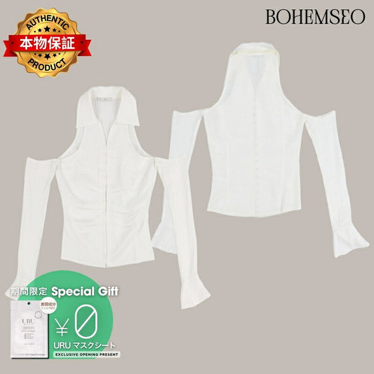BOHEMSEO ボヘムソ 【本物保証】 シャツ ストリート系 レディース SHOULDER HOLE COLLAR BLOUSE / WHT