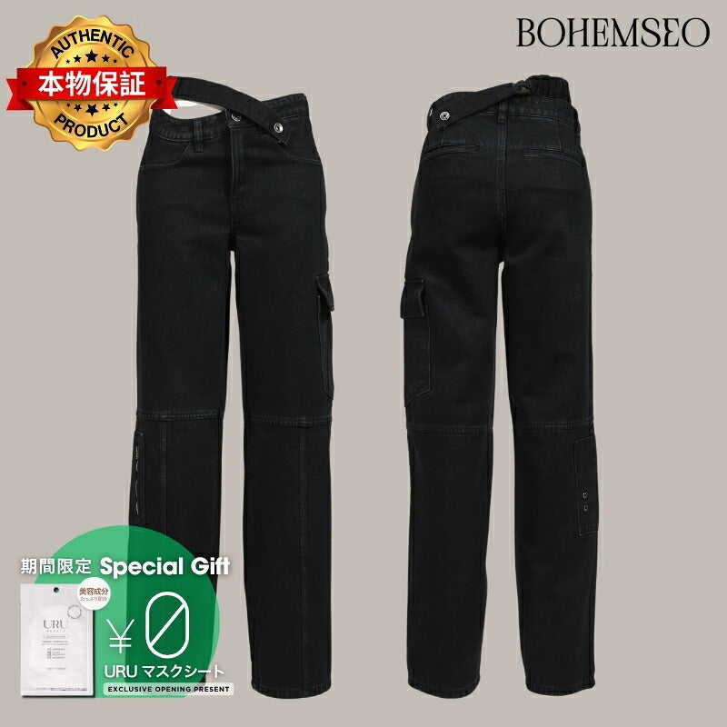 BOHEMSEO ボヘムソ 【本物保証】 パンツ ストリート系 レディース CROSS WAIST WIDE PANTS / BLK