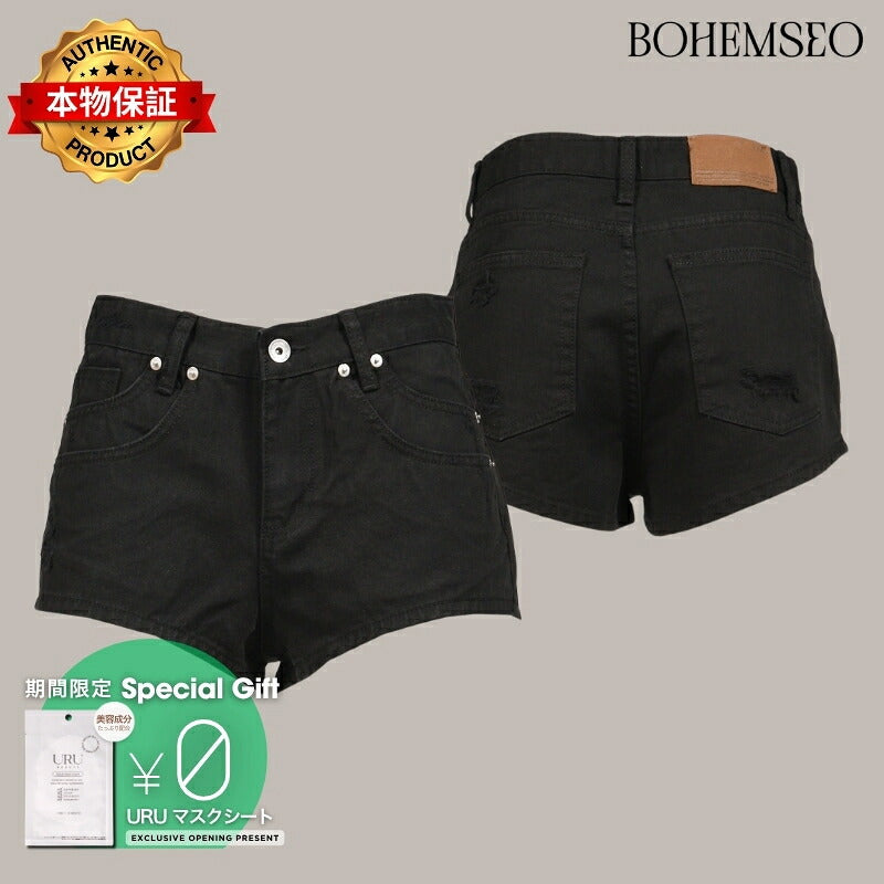 BOHEMSEO ボヘムソ 【本物保証】 ショートパンツ ストリート系 レディース DOUBLE POCKET SHORTS / BLK