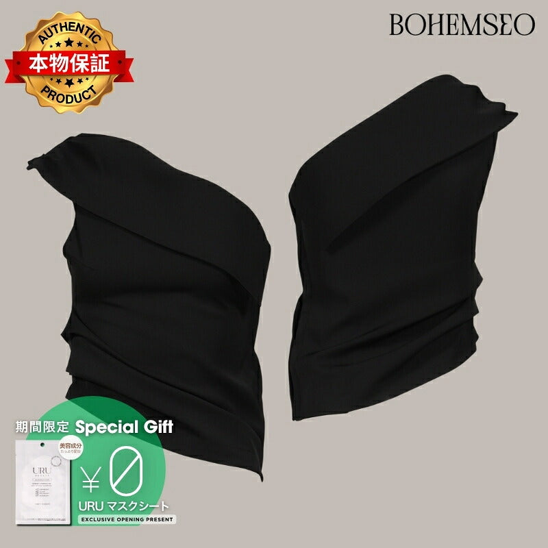 BOHEMSEO ボヘムソ 【本物保証】 シャツ ストリート系 レディース UNBALANCE SHOULDER BLOUSE / BLK