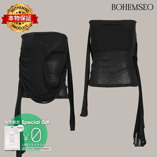 BOHEMSEO ボヘムソ 【本物保証】 シャツ ストリート系 レディース SIGNATURE DRAPE TUBE TOP / BLK