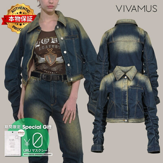 VIVAMUS 【本物保証】 ジャケット ストリート系 レディース LOOSED SLEEVE DENIM JACKET / BLU