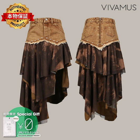 VIVAMUS 【本物保証】 スカート ストリート系 レディース DENIM TIERED SKIRT / BRW