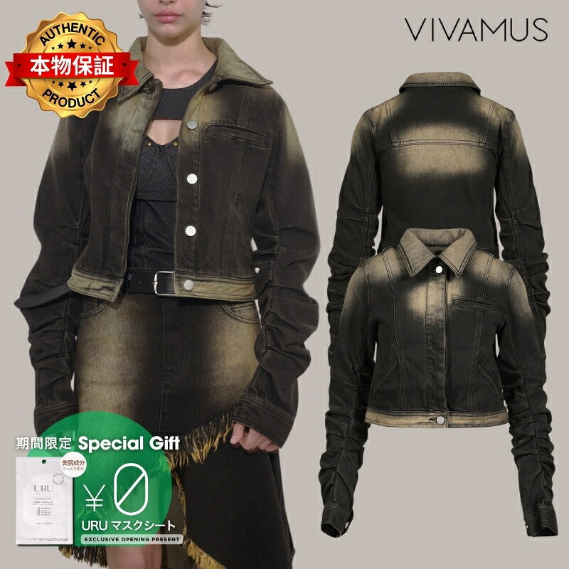 VIVAMUS 【本物保証】 ジャケット ストリート系 レディース LOOSED SLEEVE DENIM JACKET / BLK