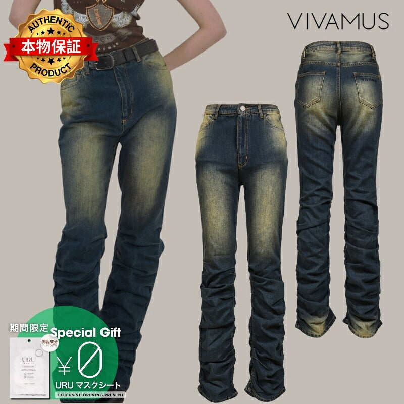 VIVAMUS 【本物保証】 デニムパンツ ストリート系 レディース LOOSED LEG DENIM PANTS / BLU