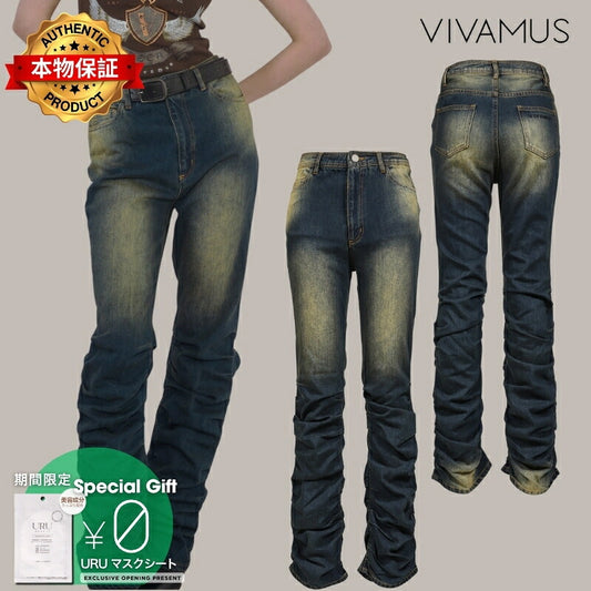 VIVAMUS 【本物保証】 デニムパンツ ストリート系 レディース LOOSED LEG DENIM PANTS / BLU