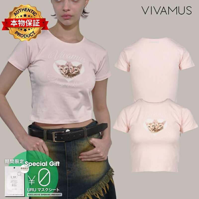 VIVAMUS 【本物保証】 Tシャツ ストリート系 レディース CATS MINI T-SHIRT / PNK
