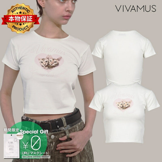 VIVAMUS 【本物保証】 Tシャツ ストリート系 レディース CATS MINI T-SHIRT / WHT