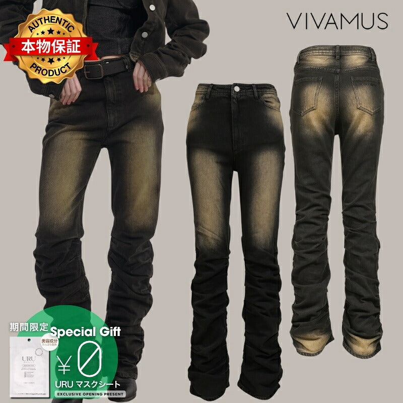 VIVAMUS 【本物保証】 デニムパンツ ストリート系 レディース LOOSED LEG DENIM PANTS / BLK