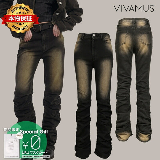 VIVAMUS 【本物保証】 デニムパンツ ストリート系 レディース LOOSED LEG DENIM PANTS / BLK