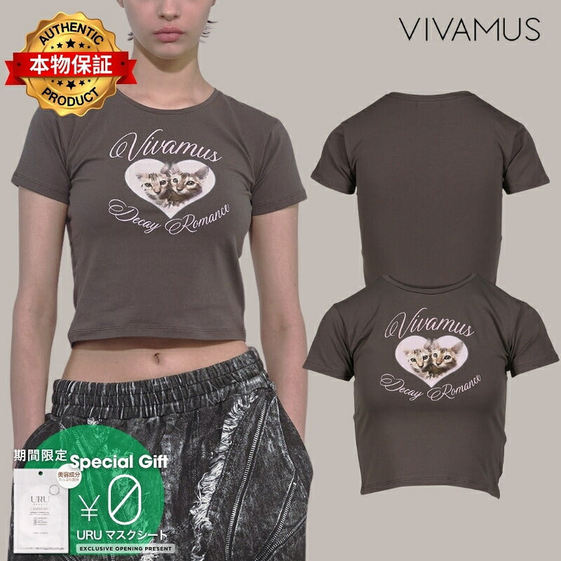 VIVAMUS 【本物保証】 Tシャツ ストリート系 レディース CATS MINI T-SHIRT / BLK