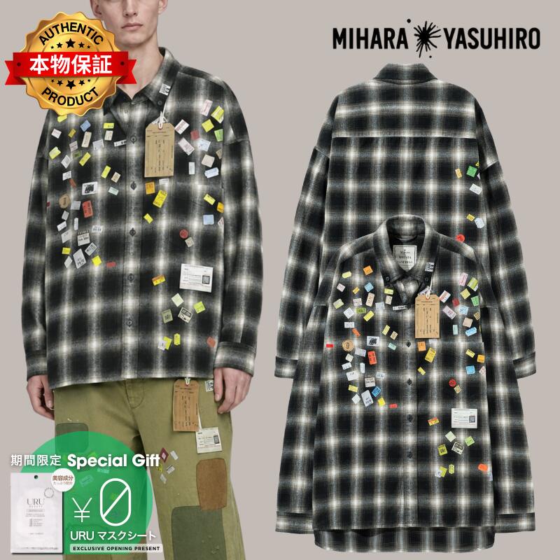 Maison Mihara Yasuhiro メゾン ミハラヤスヒロ 【本物保証】 シャツ ストリート系 メンズ Price Sticker Printed Check Shirt