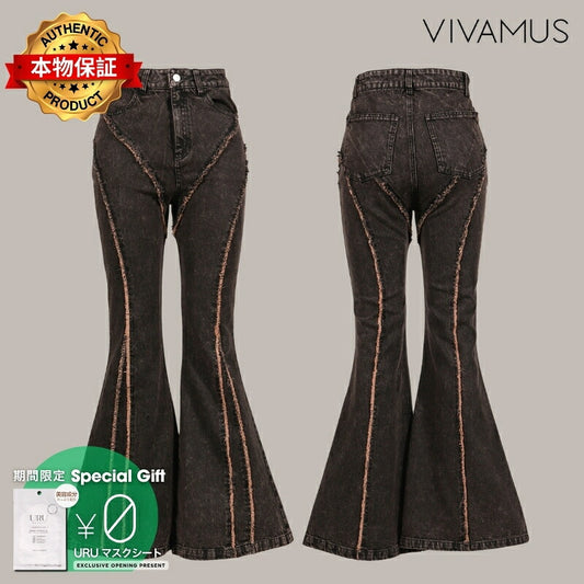 VIVAMUS 【本物保証】 デニムパンツ ストリート系 レディース FLARE DENIM PANTS / BRW