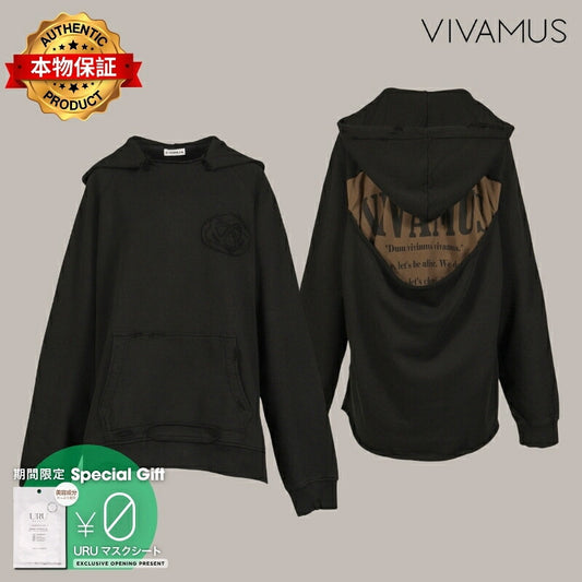VIVAMUS 【本物保証】 パーカー ストリート系 レディース HEAVY SWEAT HOODIE / BLK