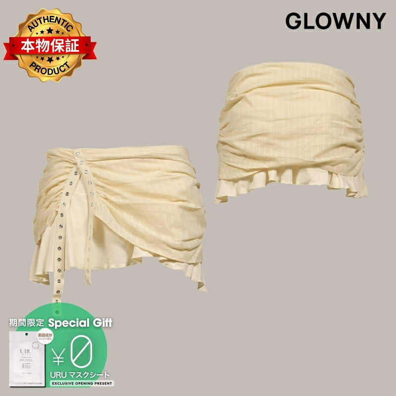 GLOWNY 【本物保証】 スカート ストリート系 レディース MISTY SHEER MINI SKIRT / LIGHT BEI