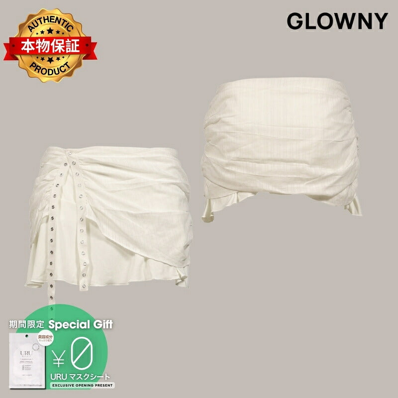 GLOWNY 【本物保証】 スカート ストリート系 レディース MISTY SHEER MINI SKIRT / WHT