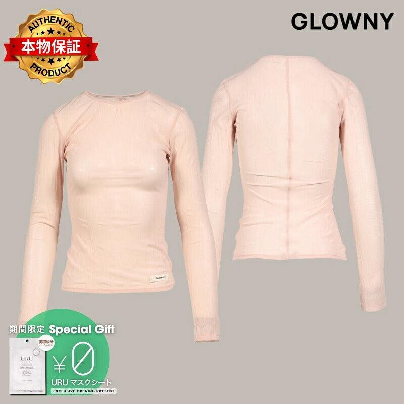 GLOWNY 【本物保証】 Tシャツ ストリート系 レディース SHEER LONG SLEEVE TOP / BABY PNK