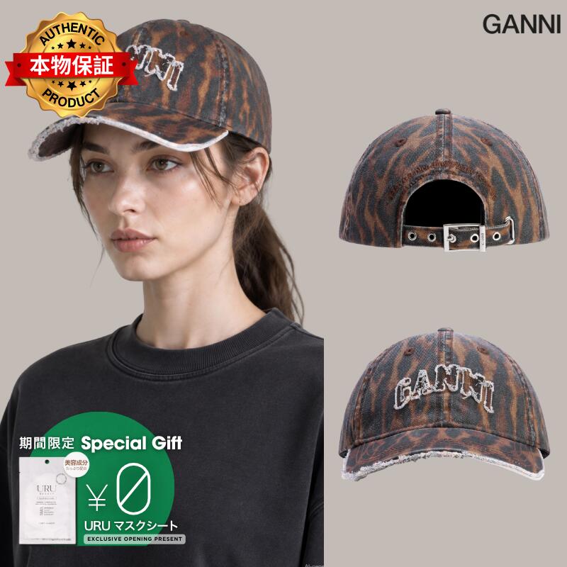 Ganni ガニー 【本物保証】 キャップ ストリート系 レディース Cap In Ocelot Leopard