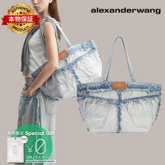 Alexander Wang アレキサンダーワン 【本物保証】 バッグ ストリート系 レディース Punch Denim Fray Tote