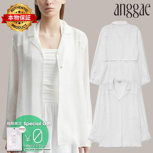 Anggae anggae 【本物保証】 シャツ ストリート系 レディース Multi-Way Apron Long Shirts