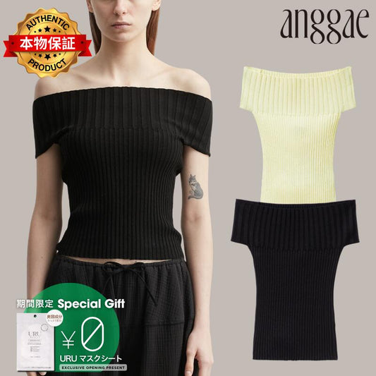 Anggae anggae 【本物保証】 Tシャツ ストリート系 レディース Off Shoulder Rib Top
