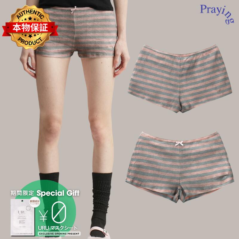 Praying 祈り 【本物保証】 ショートパンツ ストリート系 レディース Pink Dirty Stripe Short