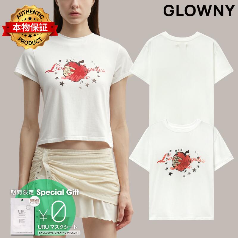 Glowny グロウニー 【本物保証】 Tシャツ ストリート系 レディース Apple Graphic Tee