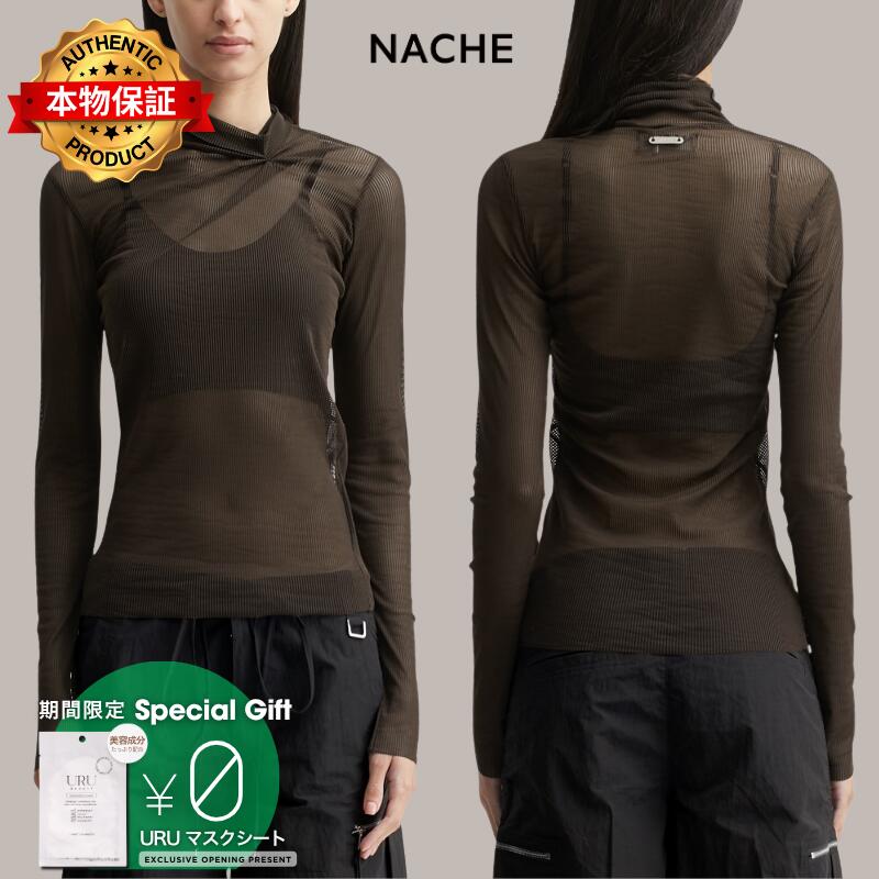 Nache ナチェ 【本物保証】 Tシャツ ストリート系 レディース Pulled Neck Long Sleeve