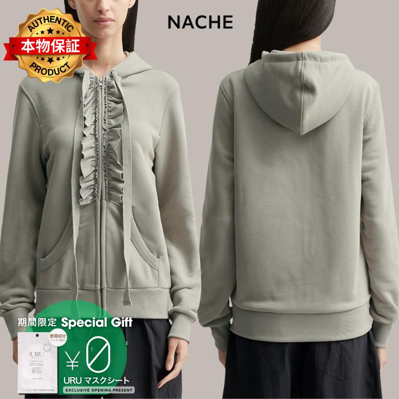 Nache ナチェ 【本物保証】 パーカー ストリート系 レディース Ruffle Hoodie Zip-Up