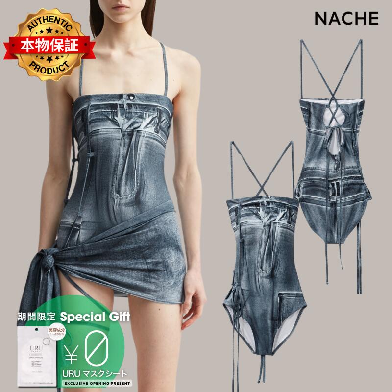 Nache ナチェ 【本物保証】 Tシャツ ストリート系 レディース DENIM PRINTED SWIMSUIT