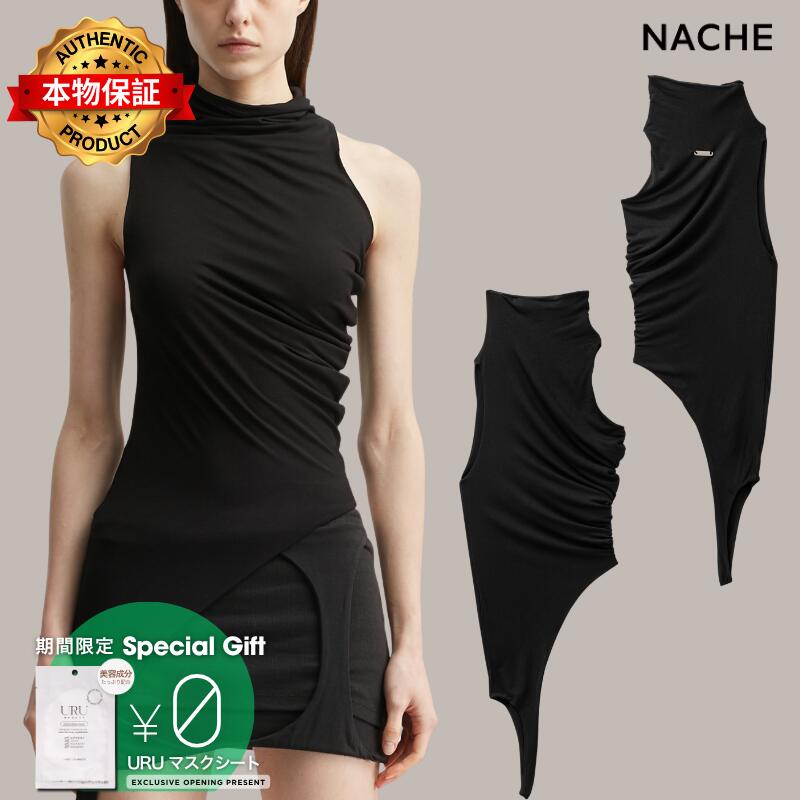 Nache ナチェ 【本物保証】 Tシャツ ストリート系 レディース Asymmetric Draping Sleeveless