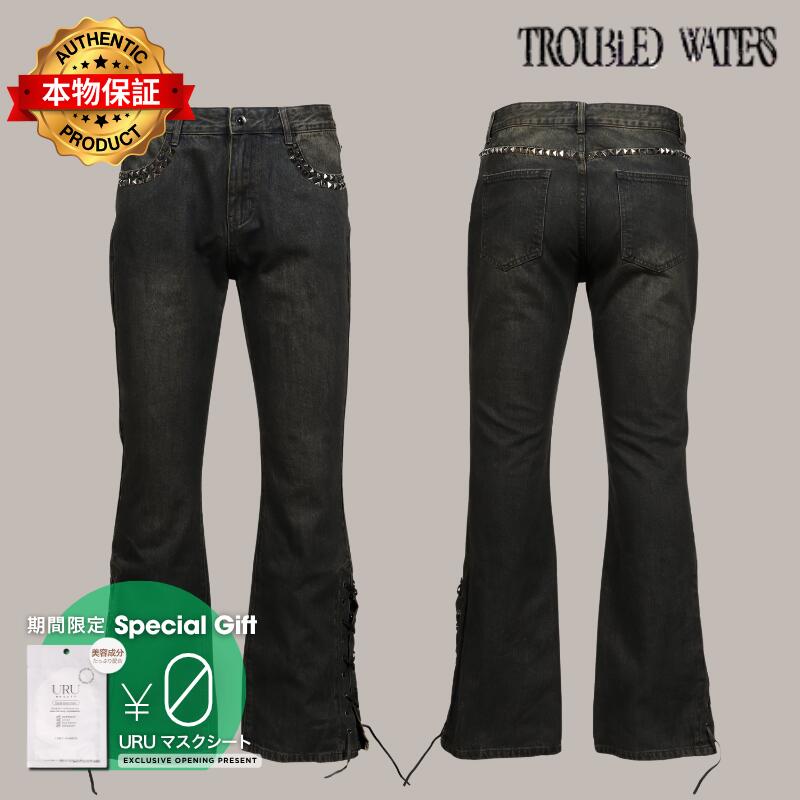 Troubled Waters 荒れる海 【本物保証】 デニムパンツ ストリート系 メンズ SIDE LACE JEANS / DIRT