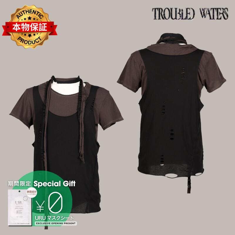 Troubled Waters 荒れる海 【本物保証】 Tシャツ ストリート系 メンズ SCARF TEE / DIRT