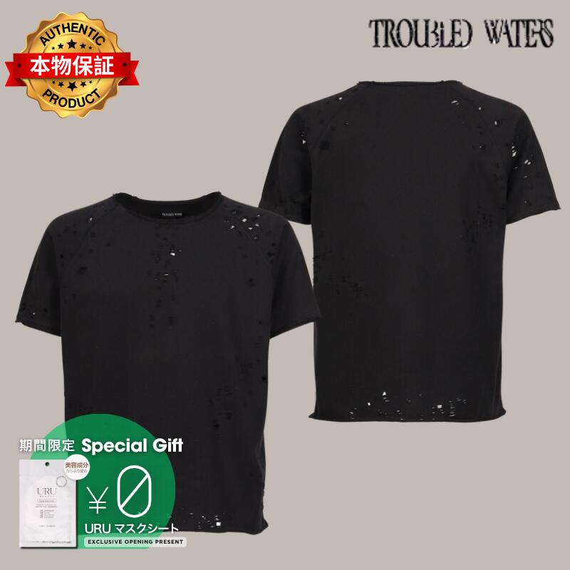 Troubled Waters 荒れる海 【本物保証】 Tシャツ ストリート系 メンズ THRASHED TEE / BLK