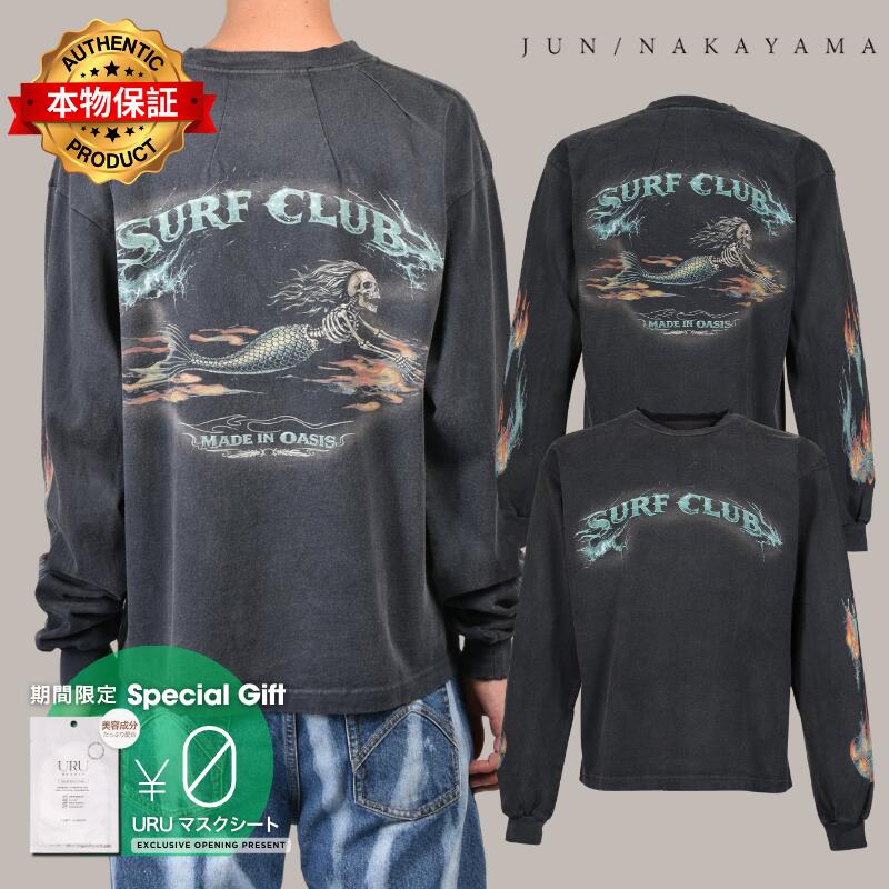 JUN/NAKAYAMA ジュン/中山 【本物保証】 Tシャツ ストリート系 メンズ SURF CLUB L/S T-SHIRTS / BLK