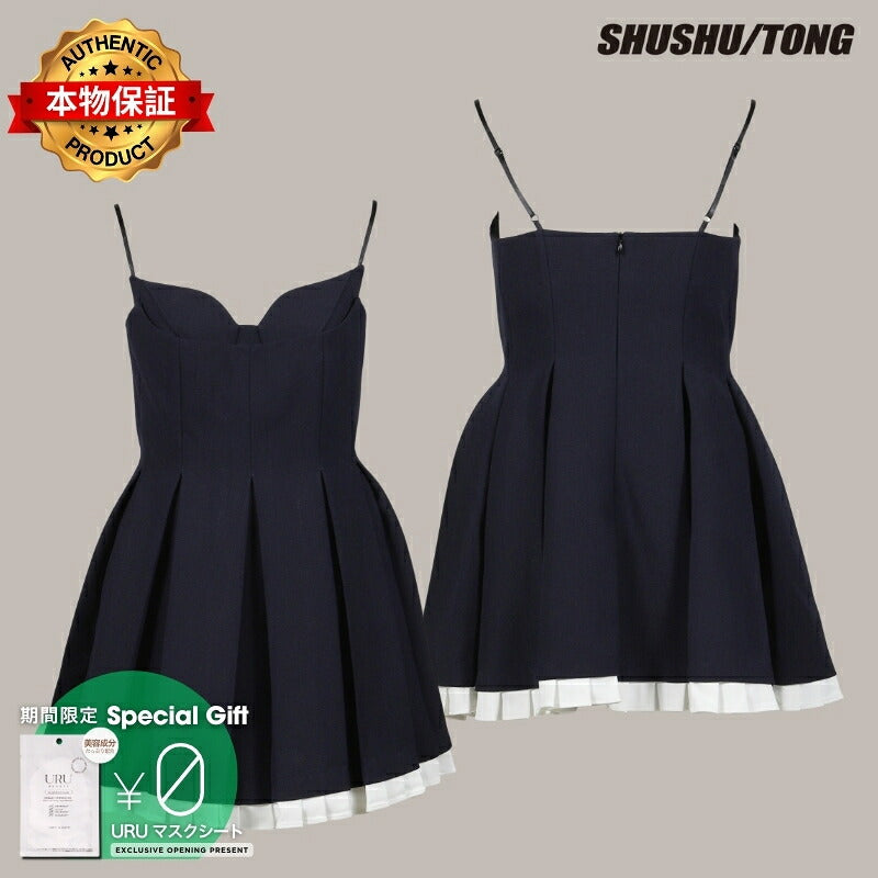 SHUSHU/TONG 【本物保証】 ワンピース ストリート系 レディース PLEATED CAMISOLE DRESS / NVY