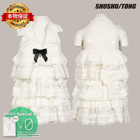 SHUSHU/TONG 【本物保証】 ワンピース ストリート系 レディース HALTER MULTI-TIER RUFFLE DRESS / WHT