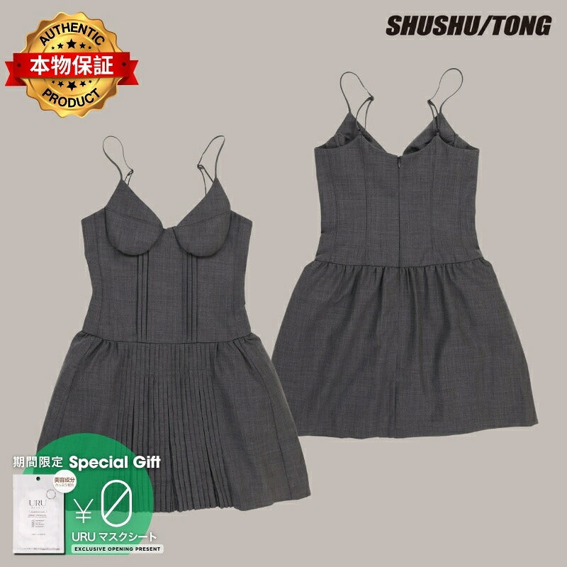 SHUSHU/TONG 【本物保証】 ワンピース ストリート系 レディース TUCK DETAIL BUSTIER SLIP DRESS / GRY