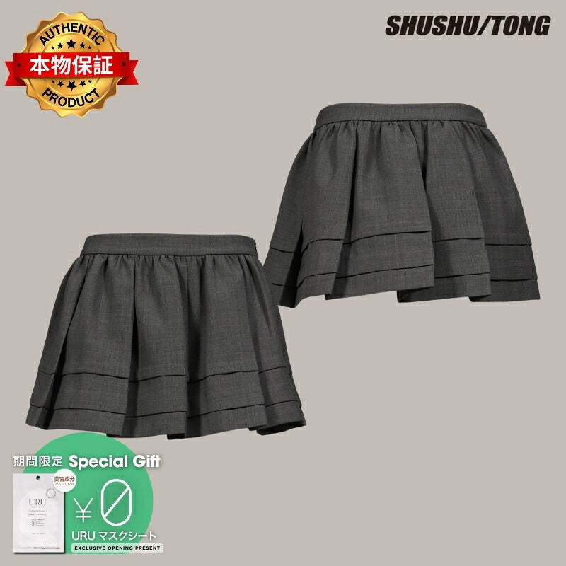 SHUSHU/TONG 【本物保証】 スカート ストリート系 レディース TUCK DETAIL PLEATED SKIRT / GRY