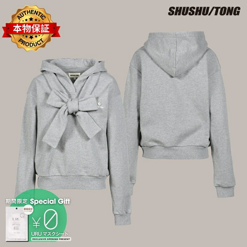 SHUSHU/TONG 【本物保証】 パーカー ストリート系 レディース TIE FRONT BOW HOODIE / GRY