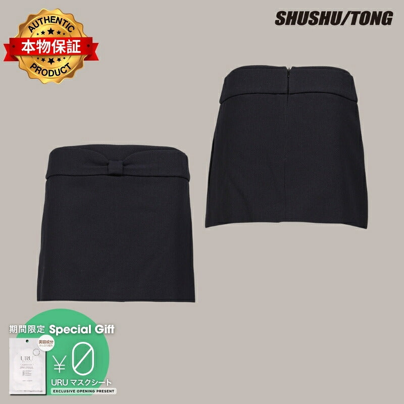 SHUSHU/TONG 【本物保証】 スカート ストリート系 レディース BOW LOW-WAIST MINI SKIRT / NVY
