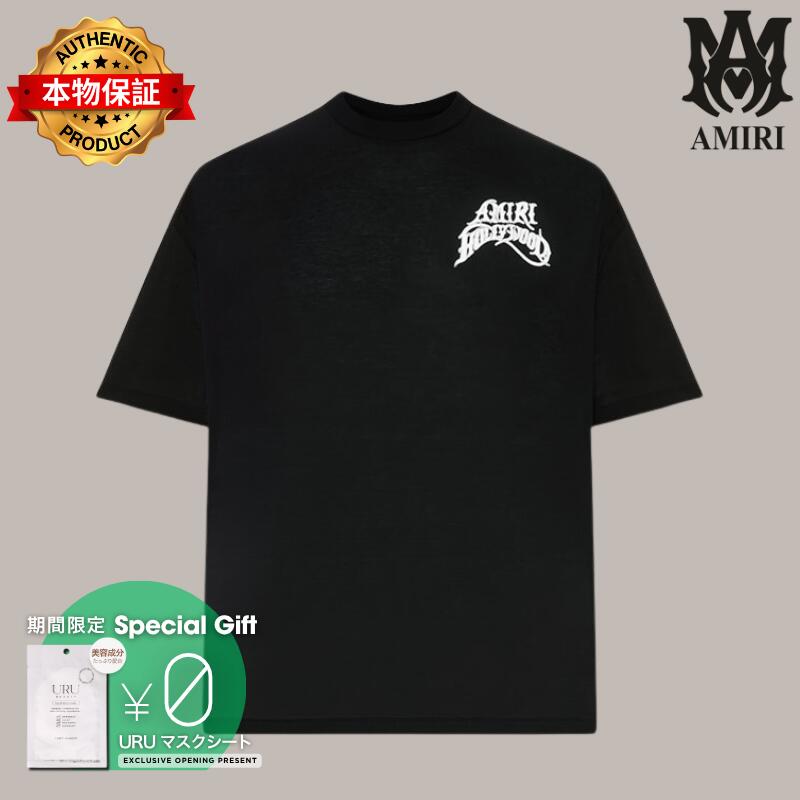 AMIRI アミリ 【本物保証】 Tシャツ ストリート系 ユニセックス アミリ スケート ハリウッド ライトウェイト ニット Tシャツ "ブラック"